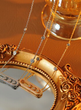 周雨彤同款可滑动三钻项链轻奢小众回形针颈链手链气质百搭锁骨链