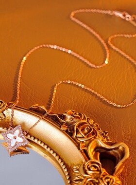 小红书爆款欧美时尚四叶花贝母项链高级感气质百搭锁骨链简约颈链