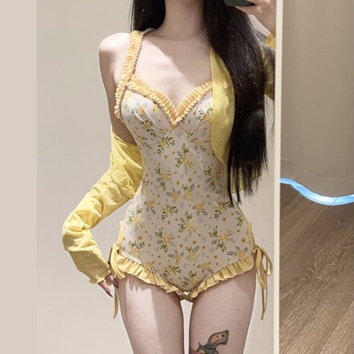 世可儿碎花晕染女连体泳衣