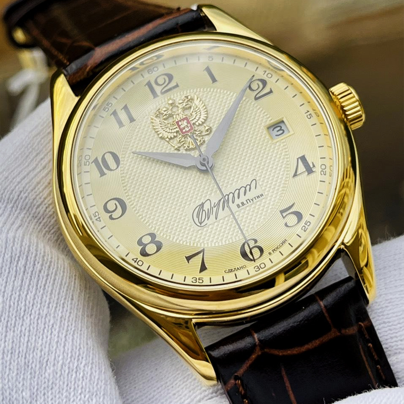 俄罗斯双头鹰总统镀金表男表自动机械机芯防划蓝宝石贝母商务轻奢
