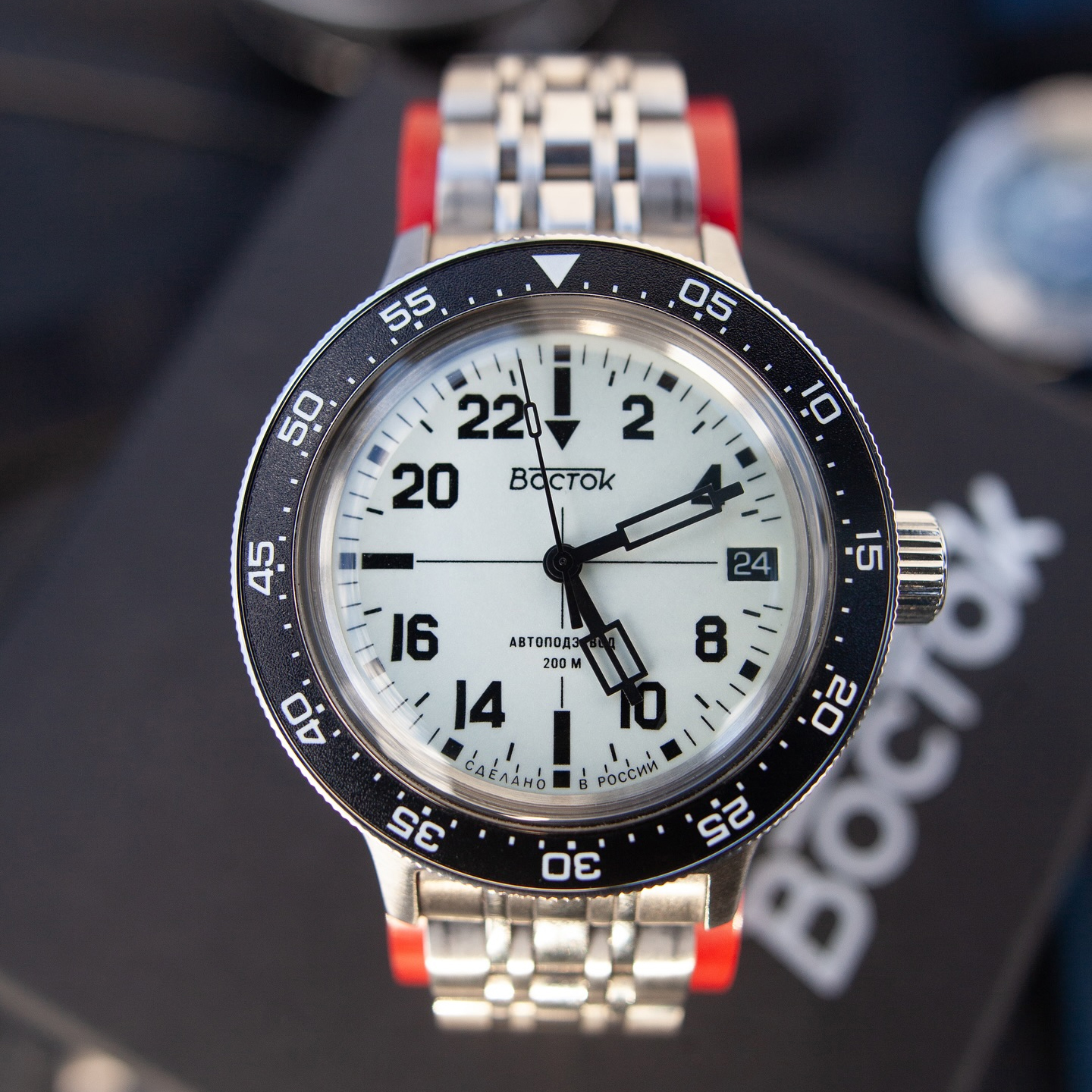 俄罗斯VOSTOK军表蛙人全自动机械防水夜光表盘24小时制游泳潜水