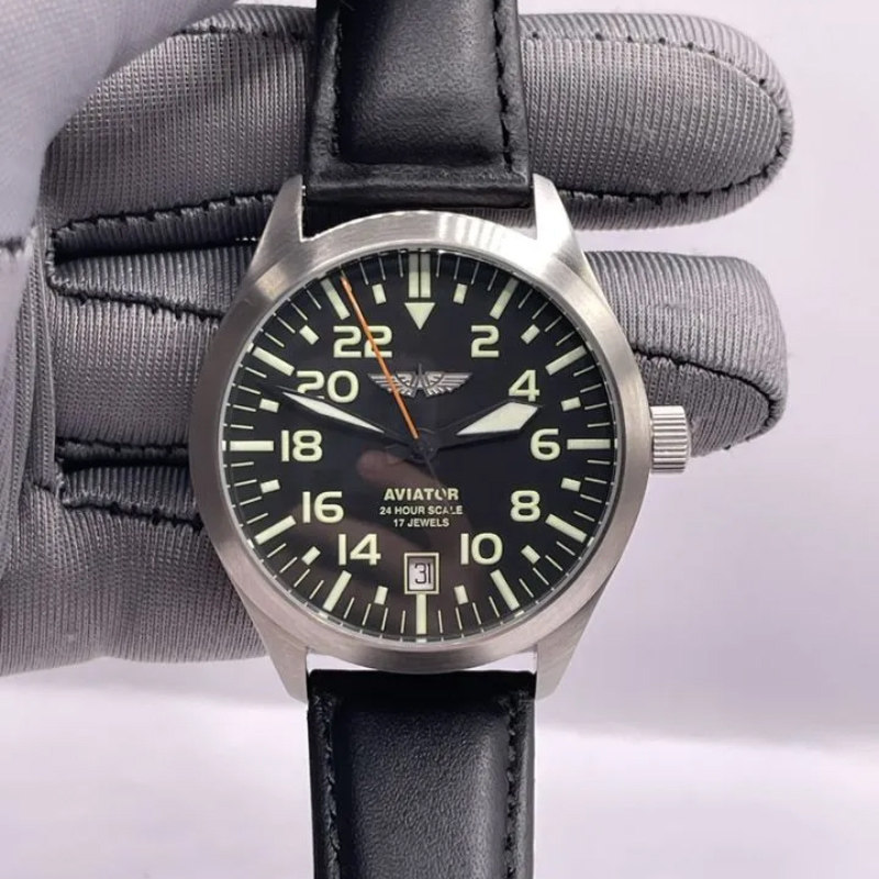 俄罗斯飞行员机械军表男aviator夜光真皮深度防水防震耐用性价比