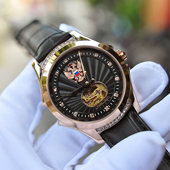 双头鹰镶钻时尚 流行精致女表镀金自动机械镂空镶红宝石和水晶真皮