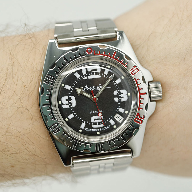 俄罗斯男军表vostok大表盘黑色水鬼自动机械表200米防水夜光欧美