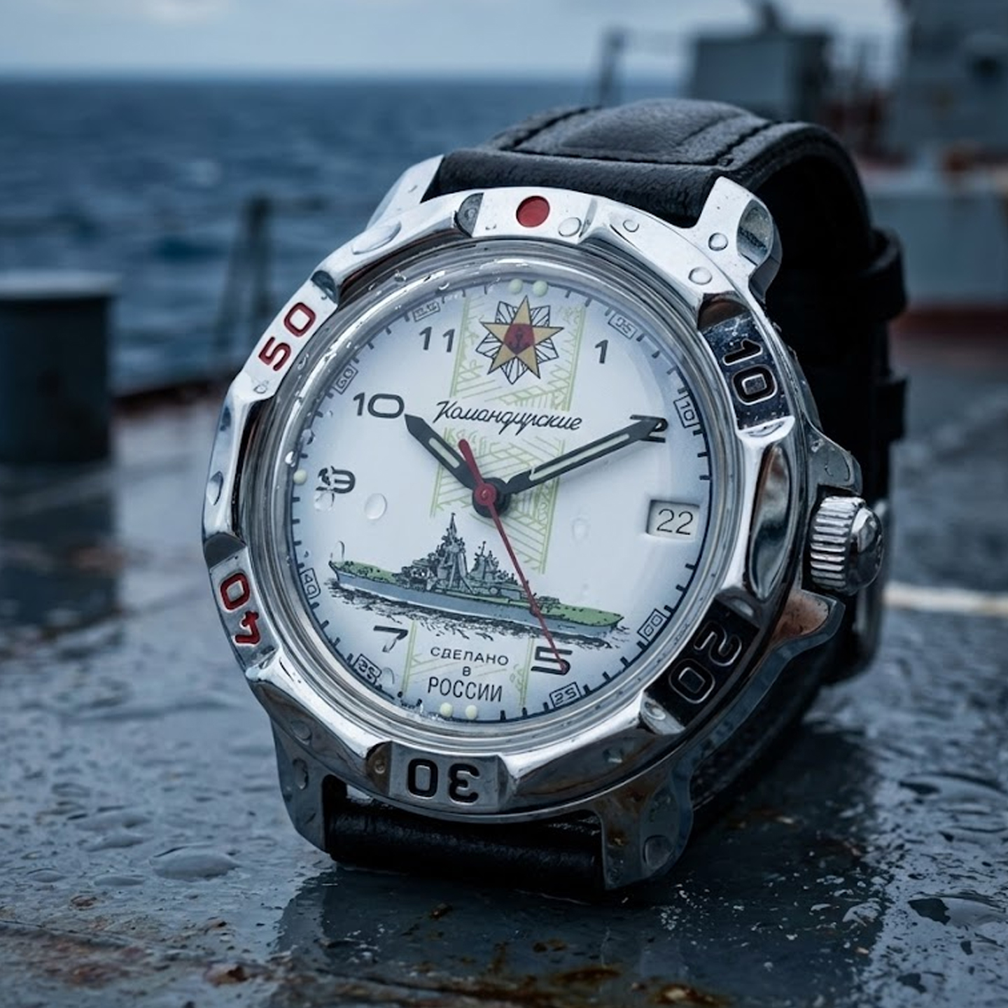 进口海军指挥官纯机械防震男表