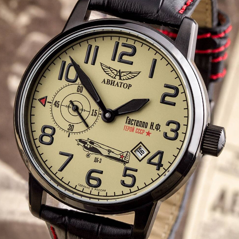 俄罗斯aviator飞行表大表盘防水手动机械复古耐用英雄飞行员限量