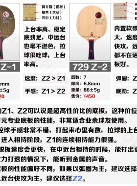 友谊 Z1 Z2乒乓球底板PLUS纯木5层碳素纤维专业乒乓球拍弧圈