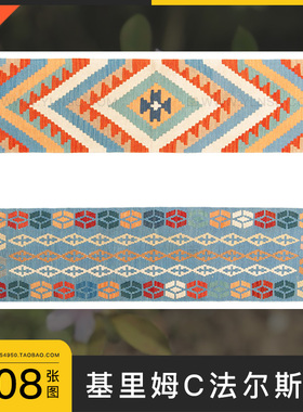 土耳其Kilim Fars长条地毯几何图案客厅走廊过道su纹理贴图3d素材