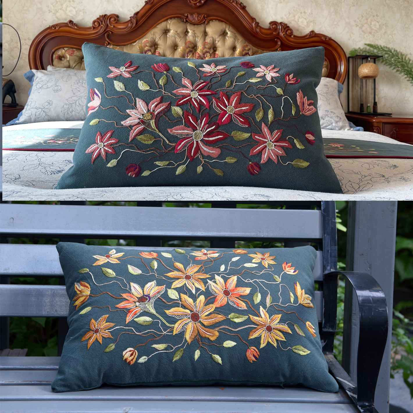 铁线莲腰抱枕手工DIY欧式刺绣家居布艺麻棉布材料包套件绣花工具,居家布艺,缝纫DIY材料套装,淘宝优惠券,粉丝福利购,淘宝优惠卷