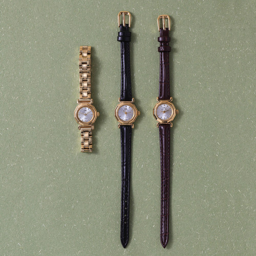 上海产90年代复古镀金原装小表盘牛皮表带手动机械女表小巧