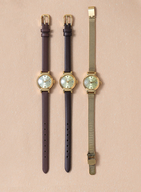 国产上海产90年代复古镀金原装小表盘牛皮表带手动机械女表小巧