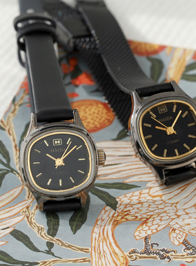 上海手表厂海达牌复古经典小巧黑色手动机械表上弦表上劲表女士表