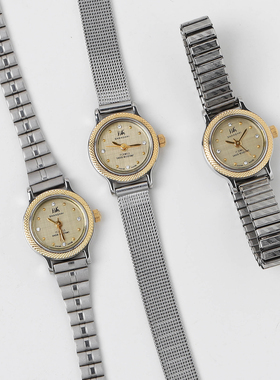 vintage上海牌间金简约复古钢带小银表网表带手动机械女表90年代