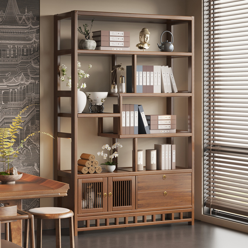 楠竹博古架中式多宝阁茶室置物架
