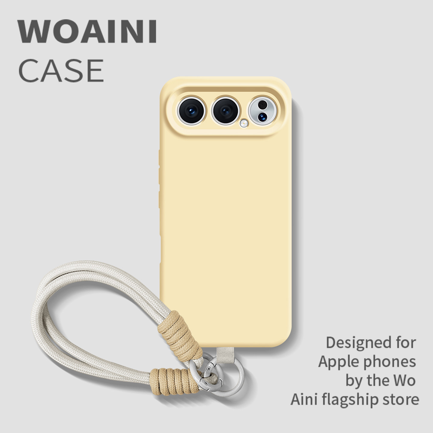 沃艾尼适用荣耀500手机壳新款奶黄色500pro全包液态硅胶400带挂绳防摔300pro时尚男女200镜头保护100小众高级