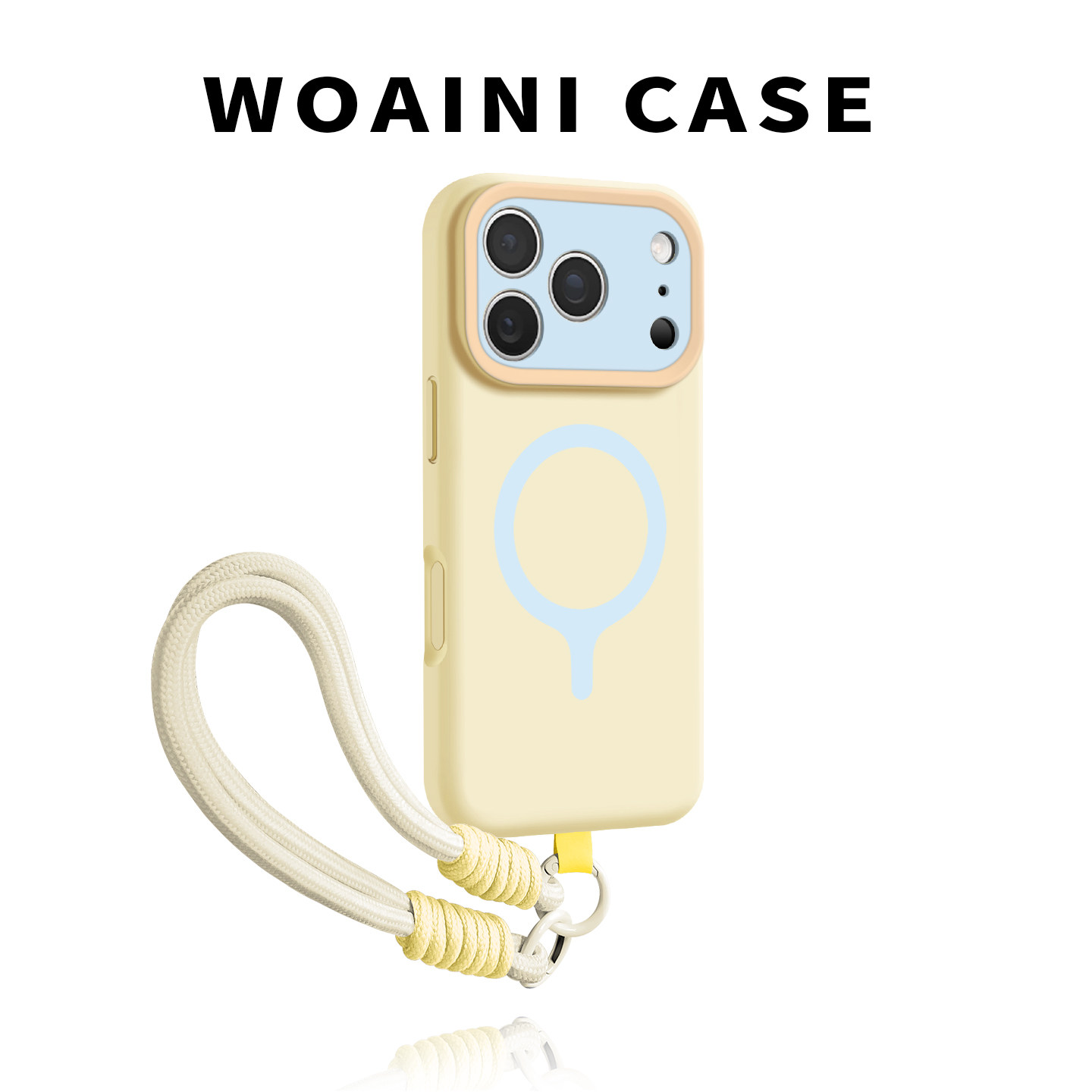 沃艾尼适用苹果18Promax新款手机壳简约撞色iPhone17pro硅胶16磁吸功能plus镜头全包15手提短绳14p防丢13p女