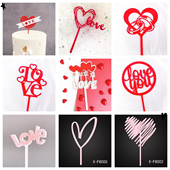 包邮 网红520告白蛋糕装 饰七夕情人节爱心LOVE插牌结婚纪念日插件