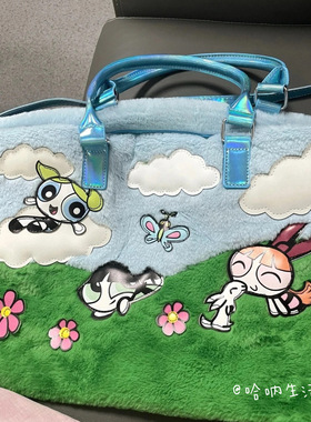 Dills kill The Powerpuff Girls飞天小女警手提袋包行李包大容量