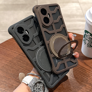 适用华为荣耀300pro手机壳碳纤维纹无边框磁吸支架荣耀200保护套100缕空散热300Ultra不卡膜高级感男女款pro