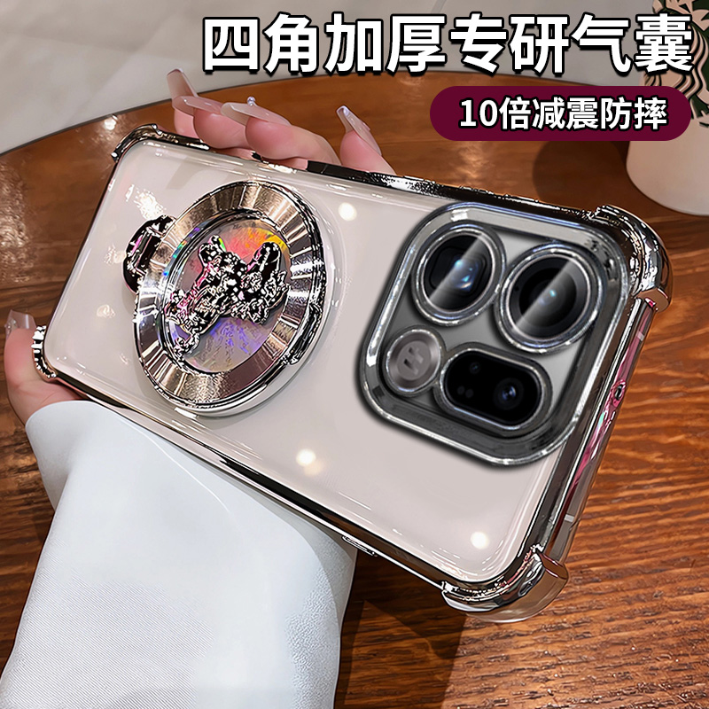 新年马年适用oppofindx9手机壳新款Findx8pro全包镜头旋转支架findx7ultra四角气囊防摔FINDX6外壳5g高级感女