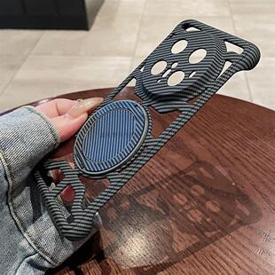 适用vivox200ultra手机壳碳纤维纹镂X200S空散热透气带折叠磁吸支架x200超轻薄夏季 x100ultra x100s新款