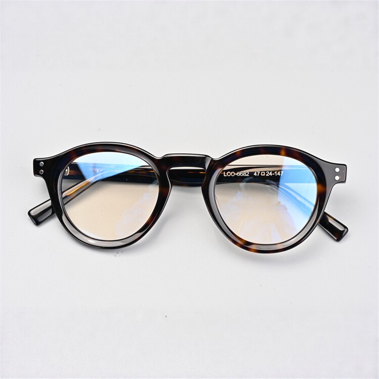 日系复古眼镜框男女同款意大利板材配防蓝光近视镜片大脸眼镜6682