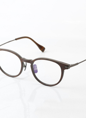 轻便日系超轻纯钛复古男商务近视圆框高度数檀木眼镜架全框99013