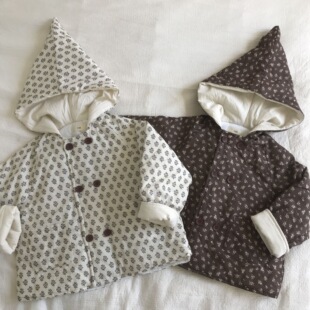 宝宝保暖软薄棉袄 棉衣秋冬新款 女童碎花加绒棉服1 8岁儿童韩版