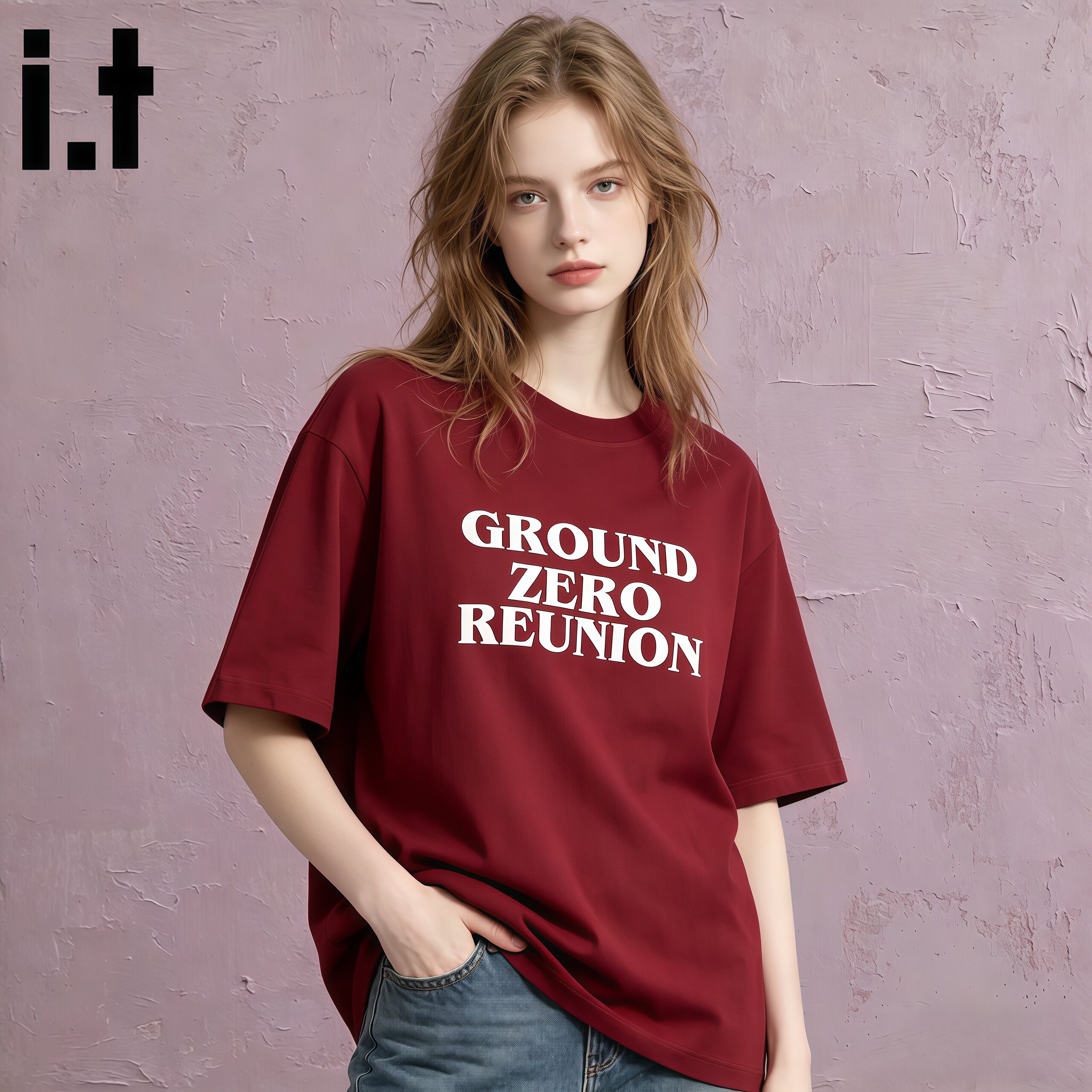 i.tGROUNDZERO短袖T恤女纯棉2026春夏新款潮牌宽松上衣男女同款