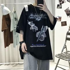 Summer new trend loose couple round neck printed short sleeve men's and women's T-shirt