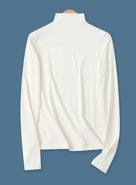 半高领打底衫秋季新款外贸女装简约百搭弹力修身长袖套头T恤16871