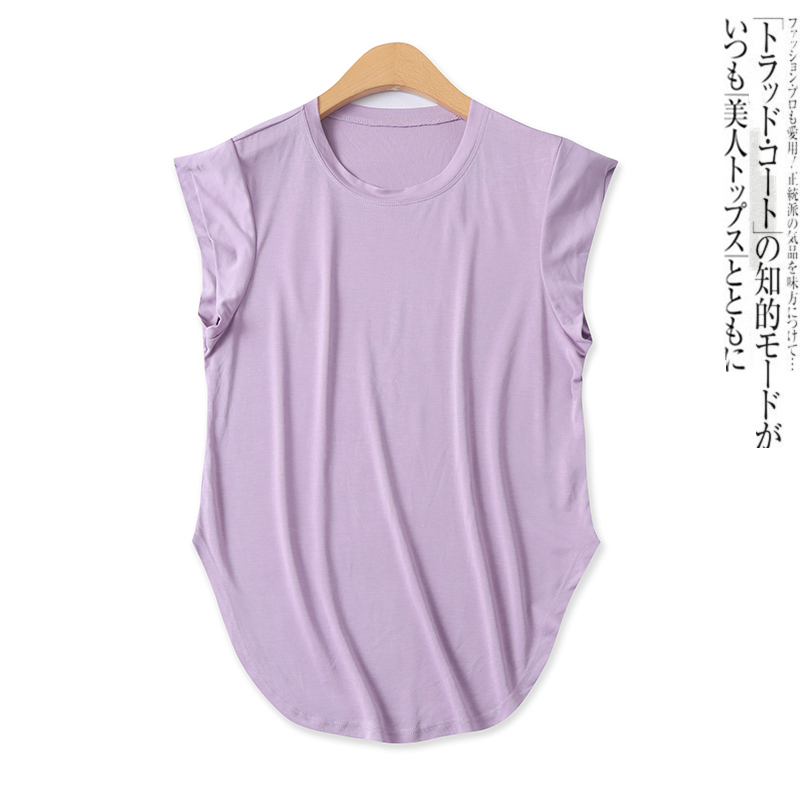 莫代尔T恤 夏季新款外贸女装百搭纯色圆领修身短袖套头上衣17631