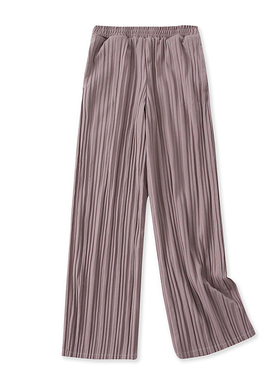 日单休闲裤秋季新款外贸亲子装百搭通勤显瘦松紧腰百褶长裤11732