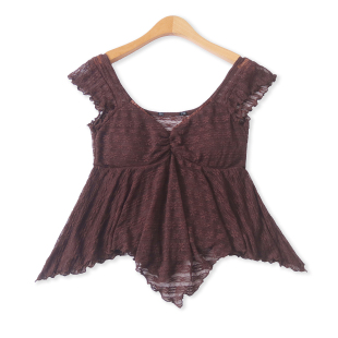 海绵胸托不规则上衣19449 百搭甜美修身 蕾丝背心春夏新款 外贸女装