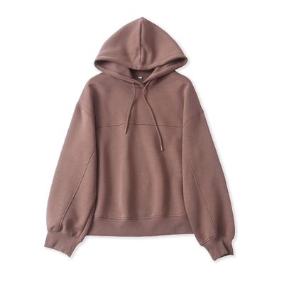 棉混纺连帽卫衣春季新款外贸女装百搭纯色休闲宽松长袖上衣19227