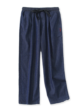 阔腿牛仔裤秋季新款外贸女装百搭松紧高腰系带显瘦休闲长裤11779