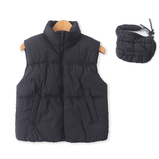 修身 百搭保暖短款 配小包立领拉链背心19221 外贸女装 棉马甲冬新款