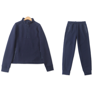 新款 春季 外贸男女立领长袖 上衣 19643 休闲大码 高腰运动裤 卫衣套装