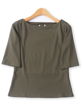 中袖t恤夏季新款外贸女装时尚百搭弹力收腰显瘦套头T恤上衣 18970