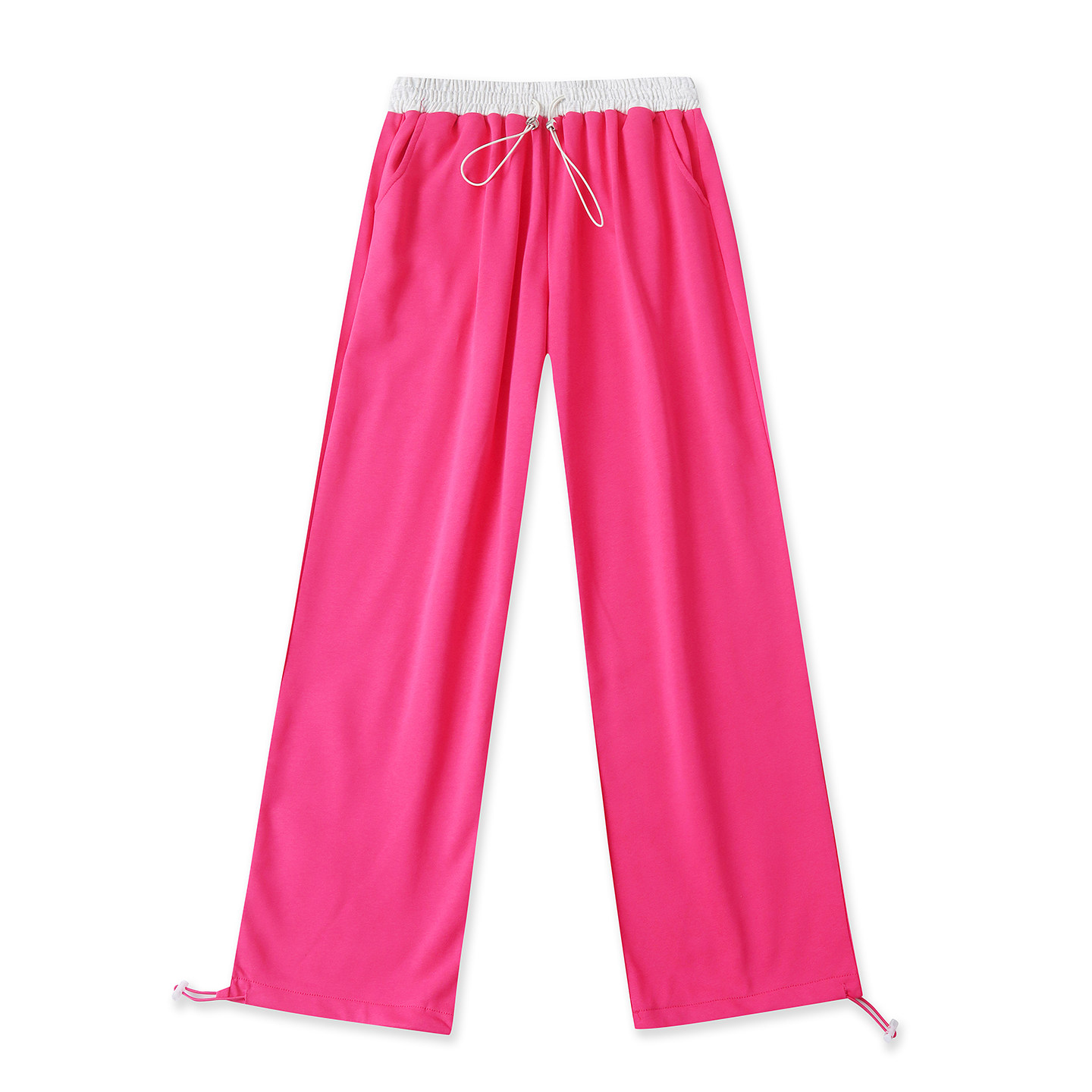 糖果色毛圈卫裤春季新款外贸女装休闲撞色松紧高腰束口长裤19520