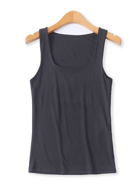 双层背心夏季新款外贸女装可内搭外穿修身弹力无袖方领上衣18573