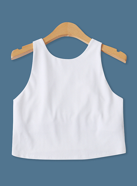 运动背心夏季新款外贸女装大码弹力修身双层螺纹内衣瑜伽服18214