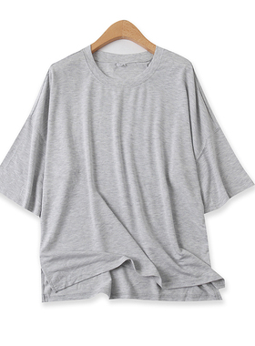 大版型T恤春夏新款外贸女装百搭圆领显瘦加肥加大七分袖上衣14878