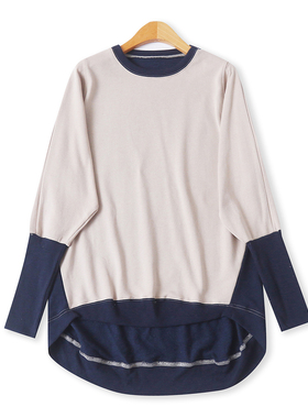 日单毛圈撞色卫衣秋季新款外贸女装休闲不规则宽松长袖上衣18888