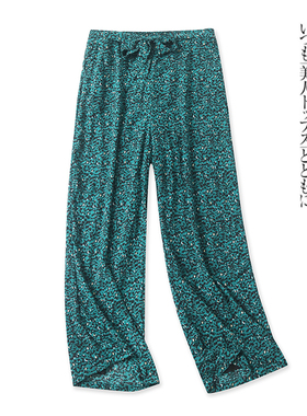 碎花雪纺裤春夏新款外贸女装百搭复古高腰绑带显瘦阔腿长裤16533