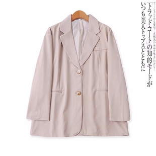 休闲西装秋季新款外贸女装时尚百搭两粒扣宽松显瘦长袖外套13104