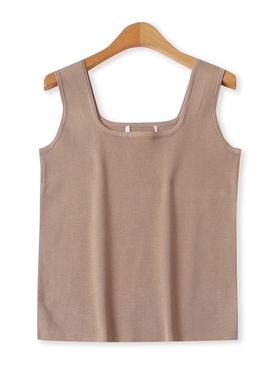 方领针织背心秋新款外贸女装内搭外穿宽松套头大码无袖上衣19026