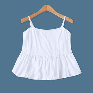 花苞式吊带衫夏季新款外贸女装百搭减龄修身可调节打底上衣19369