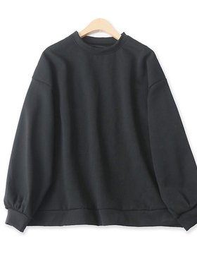 大版型卫衣春季新款外贸女装休闲百搭圆领落肩长袖开叉上衣16532