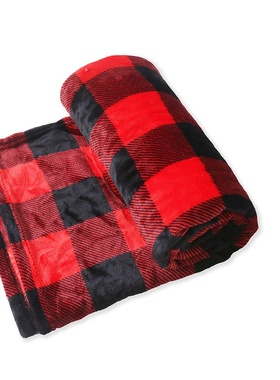 珊瑚绒毛毯秋冬季新款外贸亲肤保暖家居休闲办公室格子盖毯15885